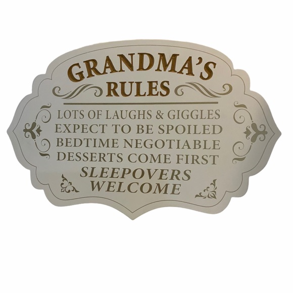 Marketing Results LTD Other - GRANDMA’S RULES Wall Sign Decor Rectangle Large White Gold 20 in X 13 in